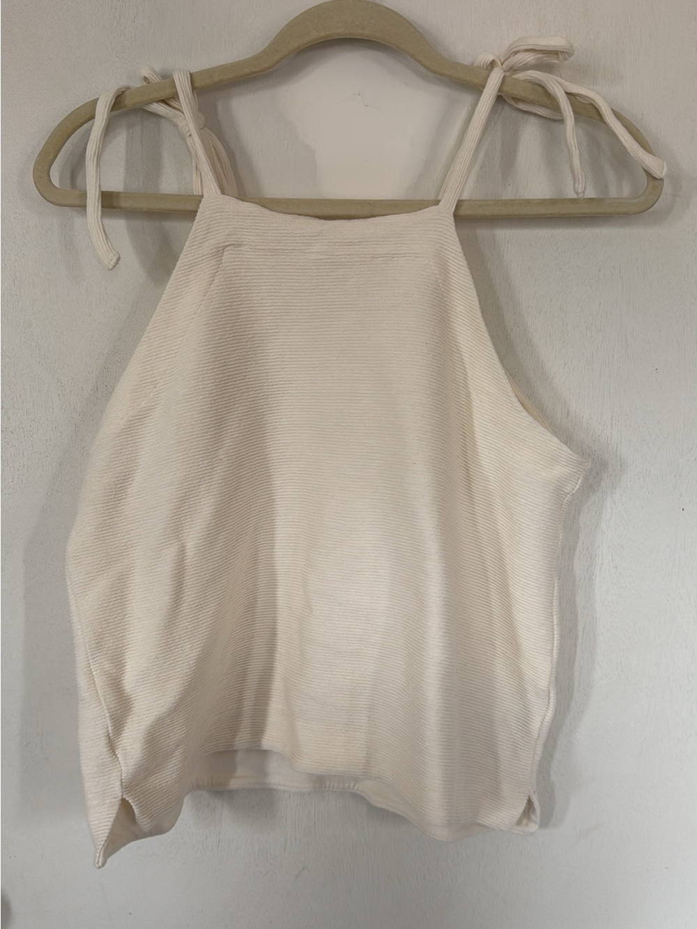 Madewell Cream Tie-Shoulder Square-Neck Tank